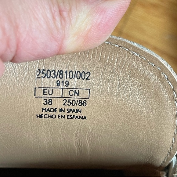 Zara Womens Beige Cream leather mules sandals with tassels & gold chain Sz 38 - Picture 9 of 15